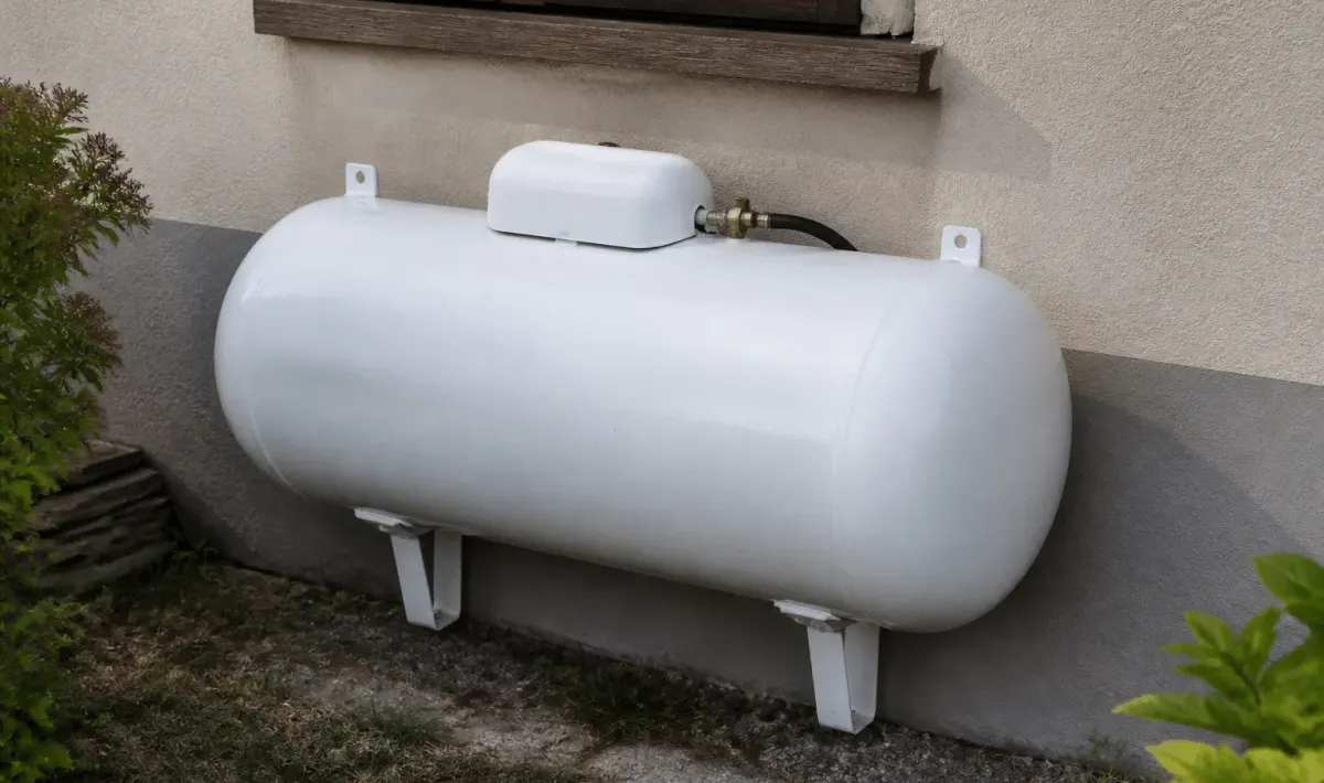 Reservoir metallique blanc fixe au mur pour quatre habitants