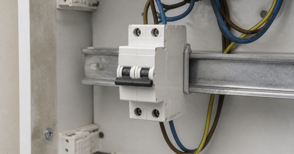 Disjoncteur electrique blanc monte sur rail din
