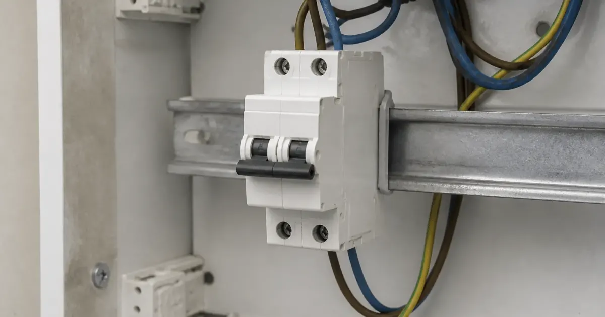 Disjoncteur electrique blanc monte sur rail din