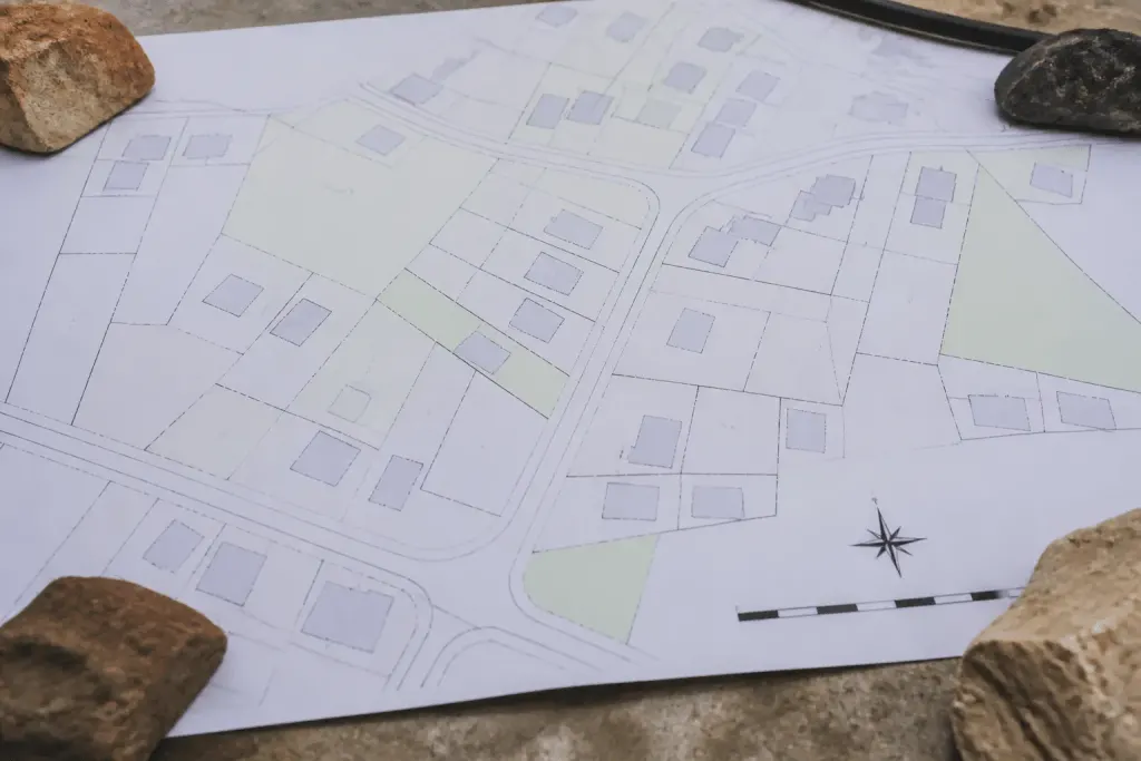 Plan cadastral avec fleche nord et echelle graphique