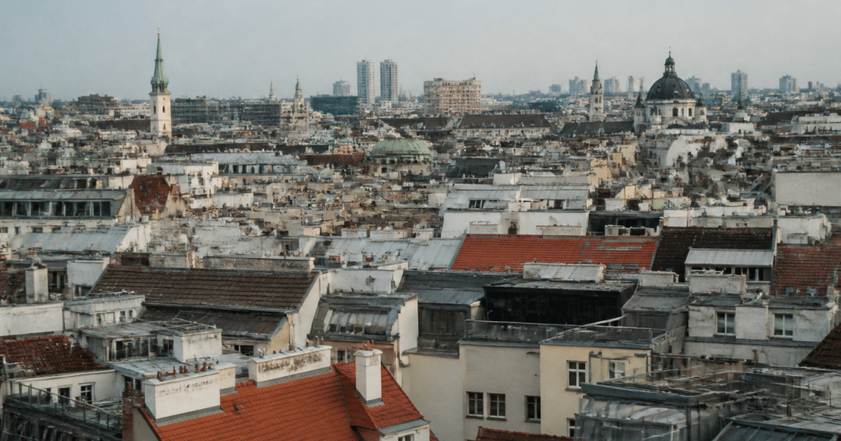 Carte de Vienne montrant zones urbaines densement peuplees